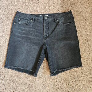 Seven7 Shorts Womens 14 Black Relaxed Bermuda Cutoff Stretch 5 Pocket Zip Fly